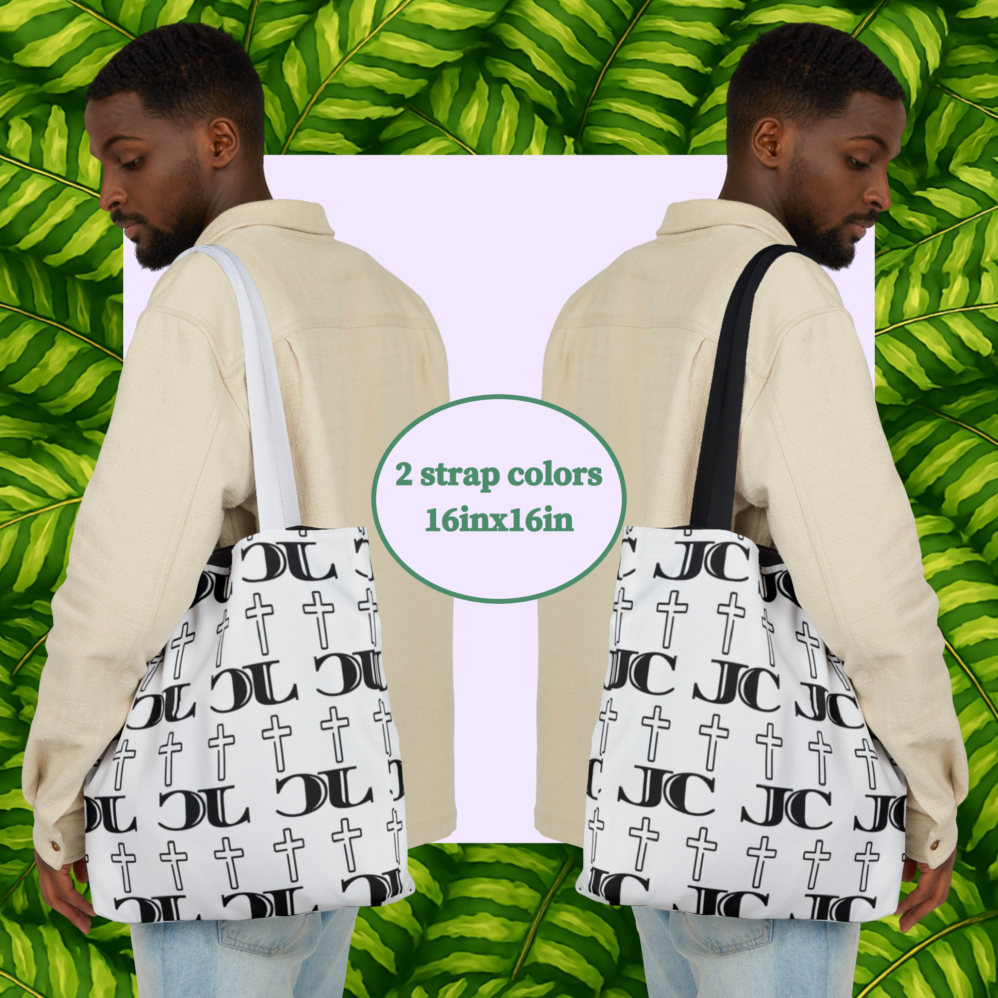 JC Luxe Canvas Tote Bag- 2 Sizes | 2 Strap Colors